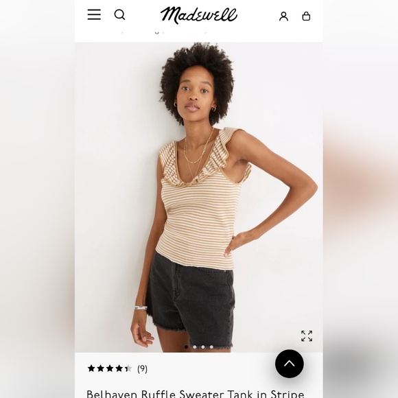 Madewell Belhaven Ruffle Sweater Tank Stripe Merino Wool Blend S Cottagecore - Picture 6 of 9